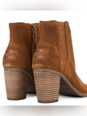 TOMS Perforated Suede Peep-Toe Boots